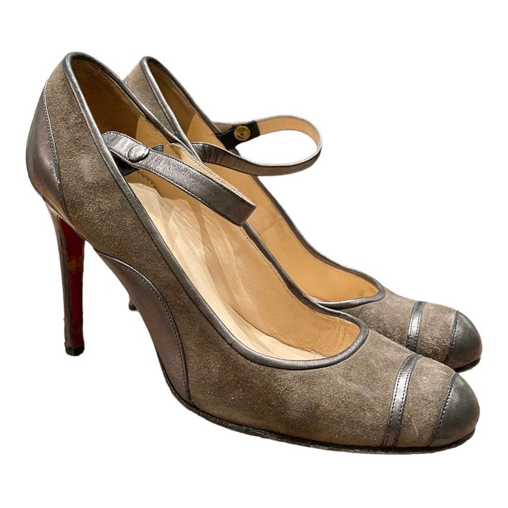 Vintage Christian Loubiton Suede Mary Jane Pumps 38.5 Red Bottoms